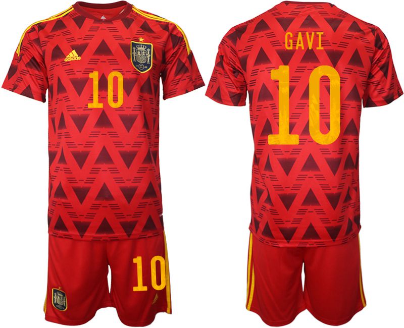 Men 2022 World Cup National Team Spain home red 10 Soccer Jersey1